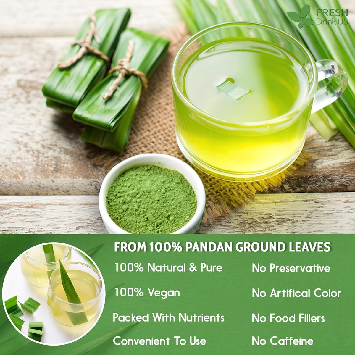 Natural Pandan Leaves Dried, Pandan Leaf Powder, 100% Pure Dried Pandan Leaves, Pandan Leaf Tea, No Additives, No Caffeine, Vegan