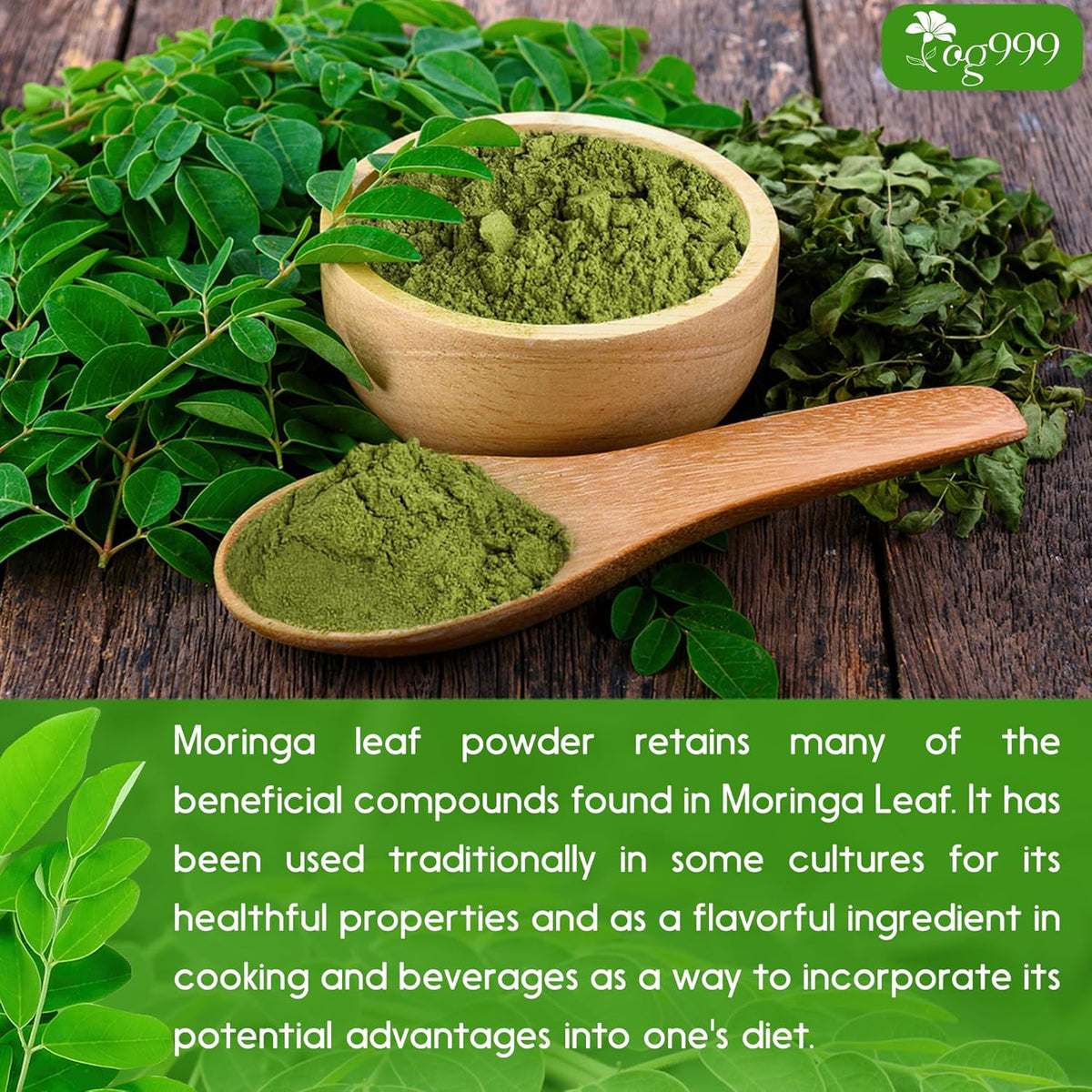 Premium Moringa Leaf Powder, 100% Natural and Pure from Moringa Leaves, No Additives, No Gluten, No Sugar, Vegan