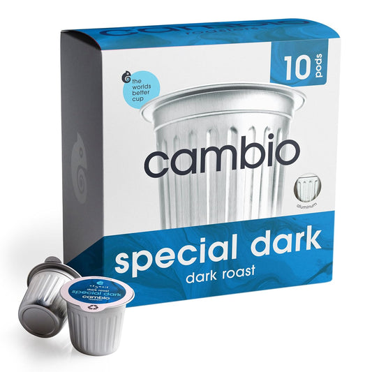 Cambio Roasters Colombian medium roast organic coffee pods in recyclable aluminum, Keurig compatible, 60-count, bold flavor, fresh taste