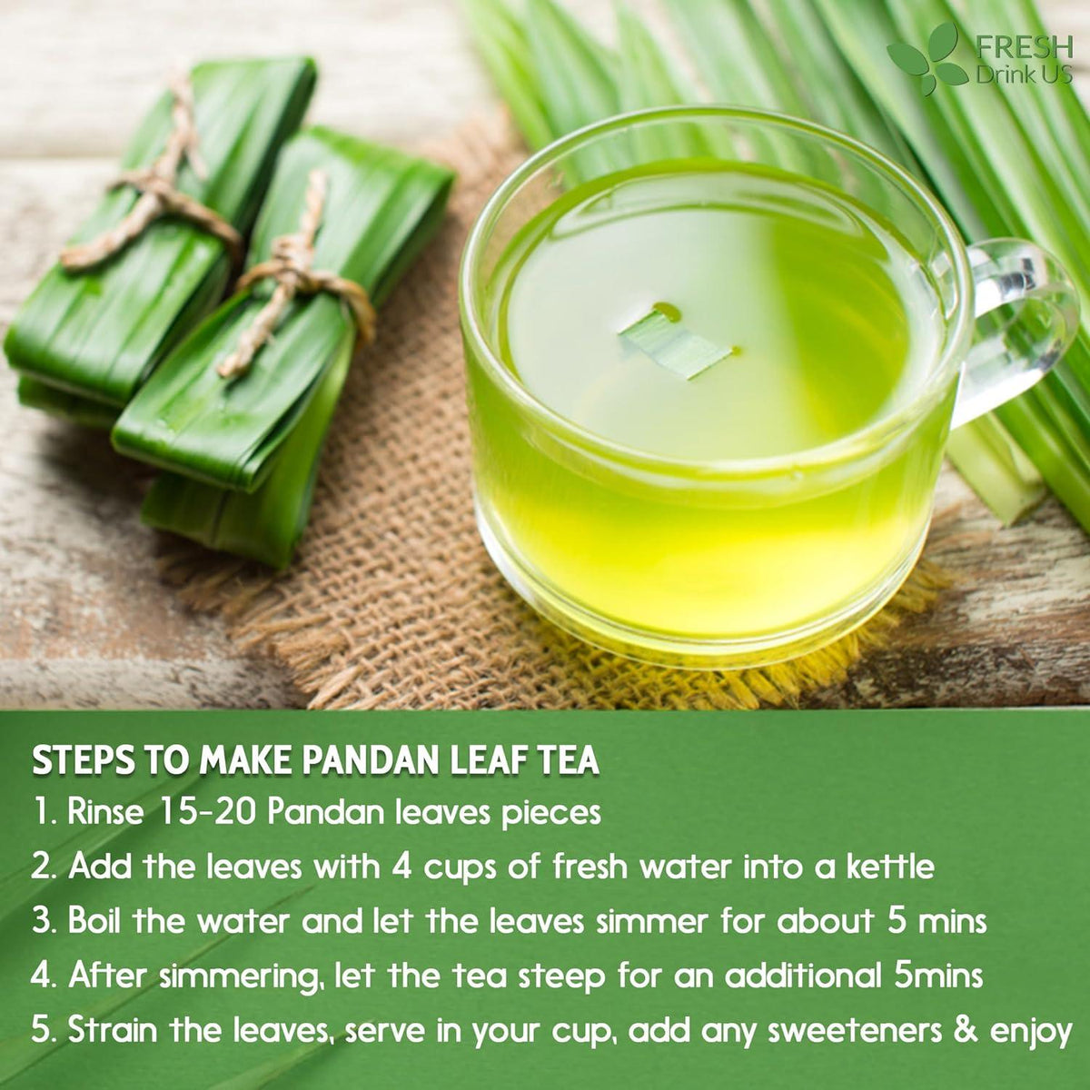 Natural Pandan Leaves Dried, Pandan Leaf Powder, 100% Pure Dried Pandan Leaves, Pandan Leaf Tea, No Additives, No Caffeine, Vegan