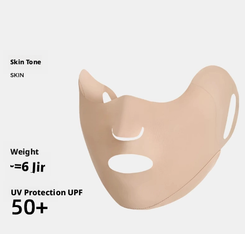 Skin-color nylon breathable sunscreen mask, border-style face mask, 1 piece
