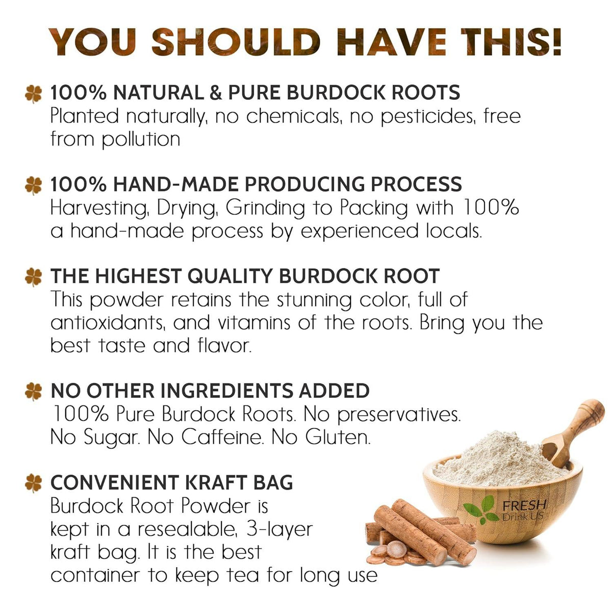 Burdock Root Powder, Burdock Root Extract, 100% Natural & Pure from Burdock Root, Burdock Root Herbal Tea, No Additives, No Caffeine, Vegan
