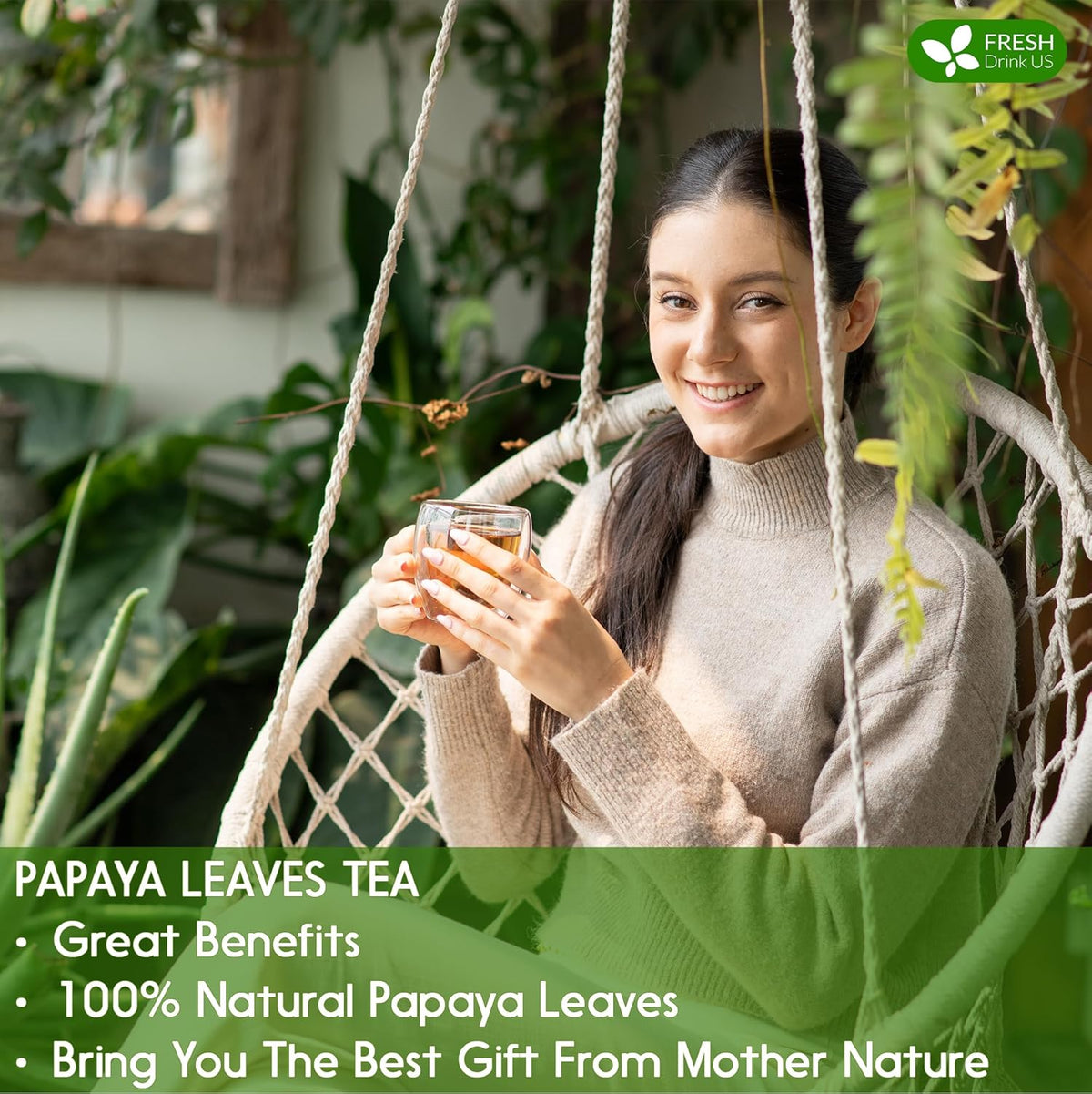 Premium Papaya Dried Leaves, Papaya Loose Leaf Herbal Tea, No Additives, No Caffeine, Vegan