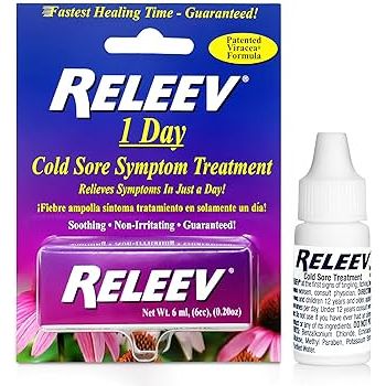Releev 1st-day cold sore treatment lip balm by Pasteur Pharmacy, fast-acting Viracea formula in 6mL tube.