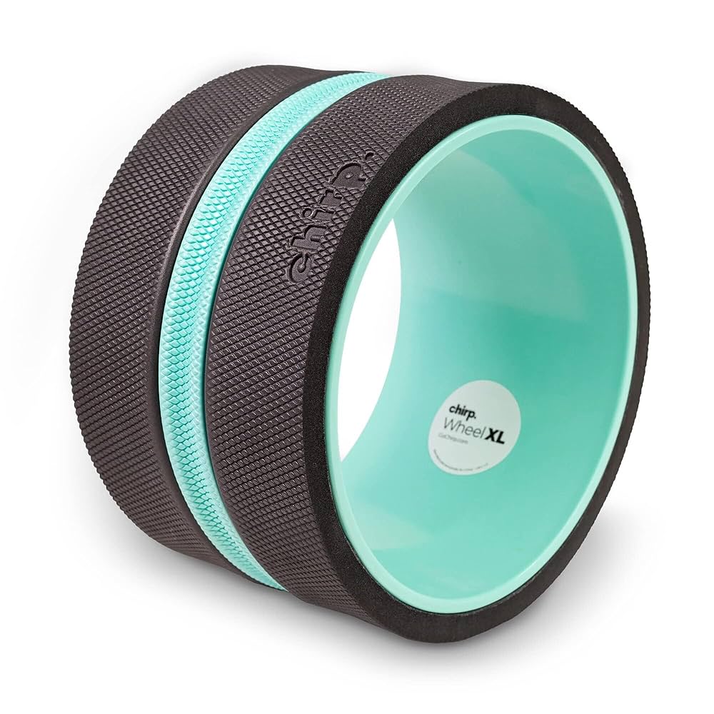 Chirp Wheel XL back massage roller with plush cushion, high-density foam, wider design, and spinal protection for back stretching.