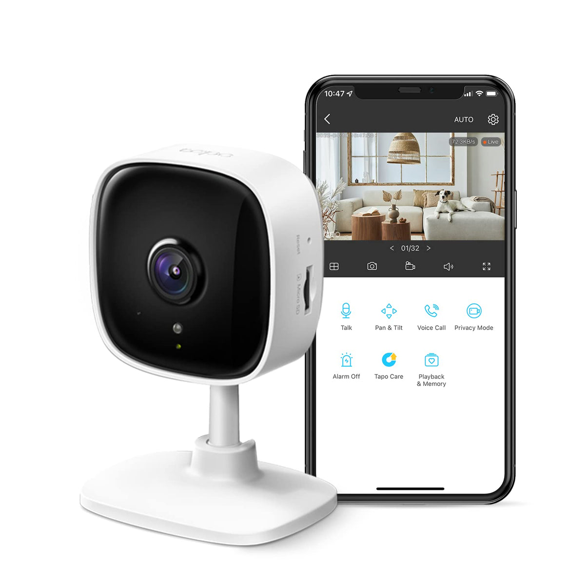 TP-Link Tapo 2K Indoor Watchdog Camera with Motion Alerts and Night Vision