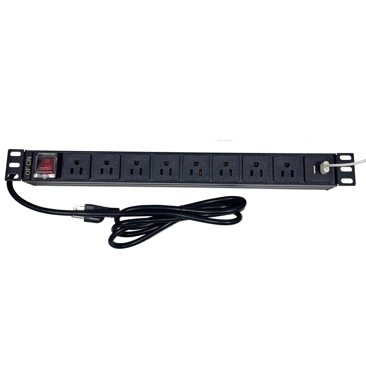 8-Outlet 15A Rack Mount Power Strip with 2 USB Ports