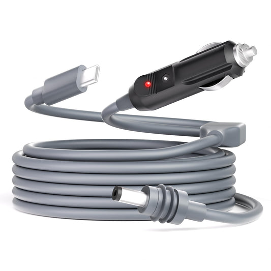 Starlink Mini USB-C to DC power cable for cigarette lighter, waterproof 10ft/3m accessory with 5.5mm x 2.1mm barrel connector.