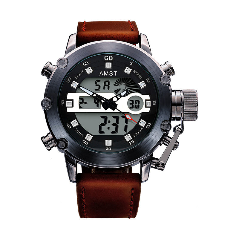 Men's multi-functional casual sports waterproof electronic watch with digital display and durable wristband