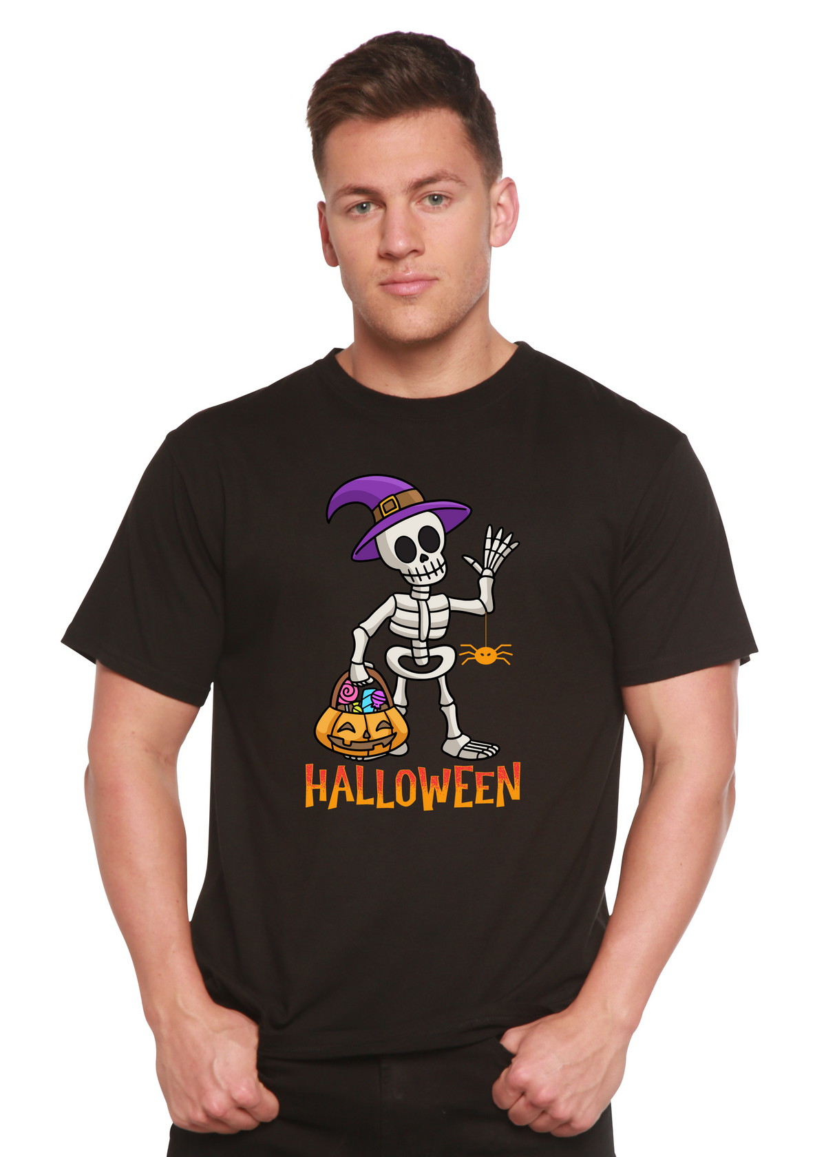 Men's Halloween graphic T-shirt by Spun Bamboo, unisex short sleeve shirt made from bamboo viscose and organic cotton.