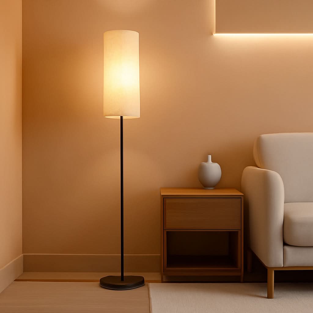 Programmable RGB Floorstanding Lamp With Beige Shade