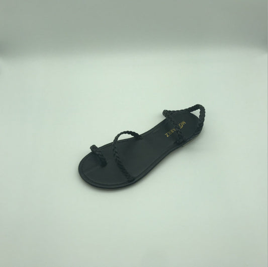 Backuppmyfilesnow.com® fashionable summer flat leather fish mouth sandals with open toe design and ankle strap.
