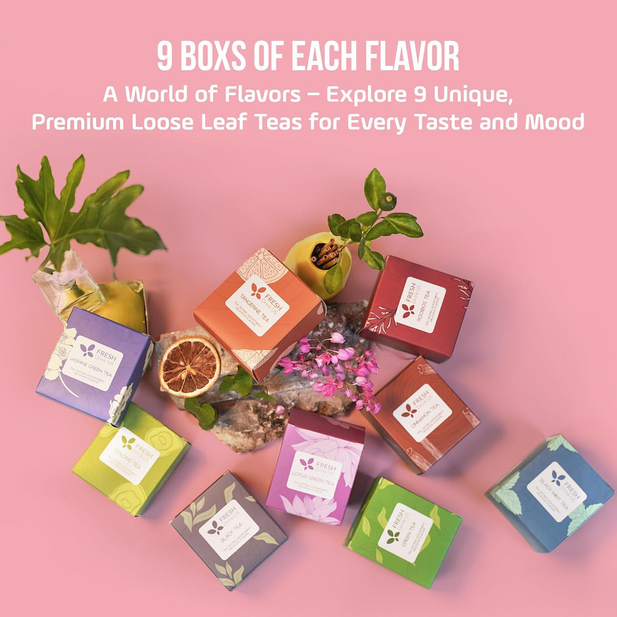 Premium 90 Tea Bags Sampler Assortment, 9 Different Flavors