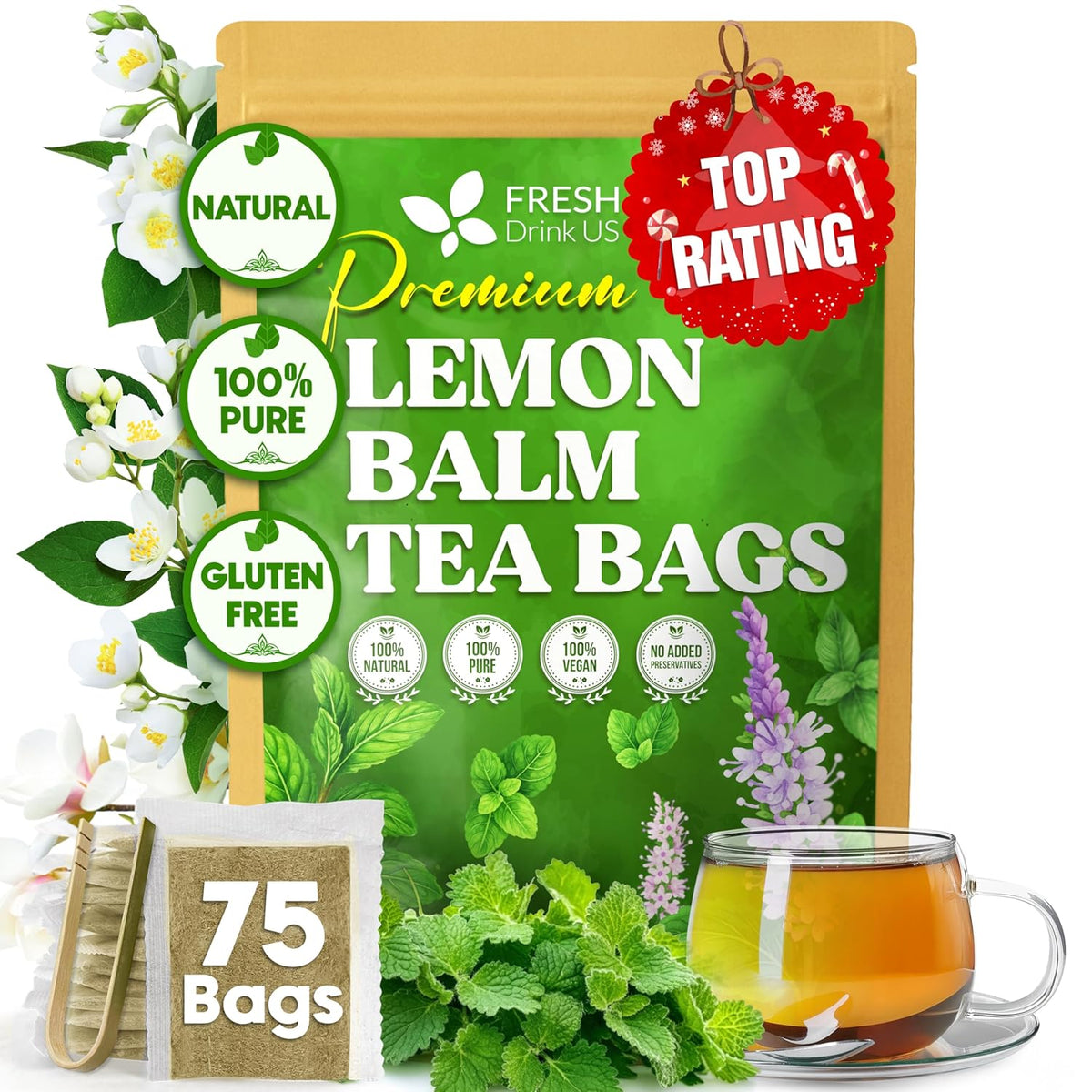 Premium Lemon Balm Leaf Tea Bags