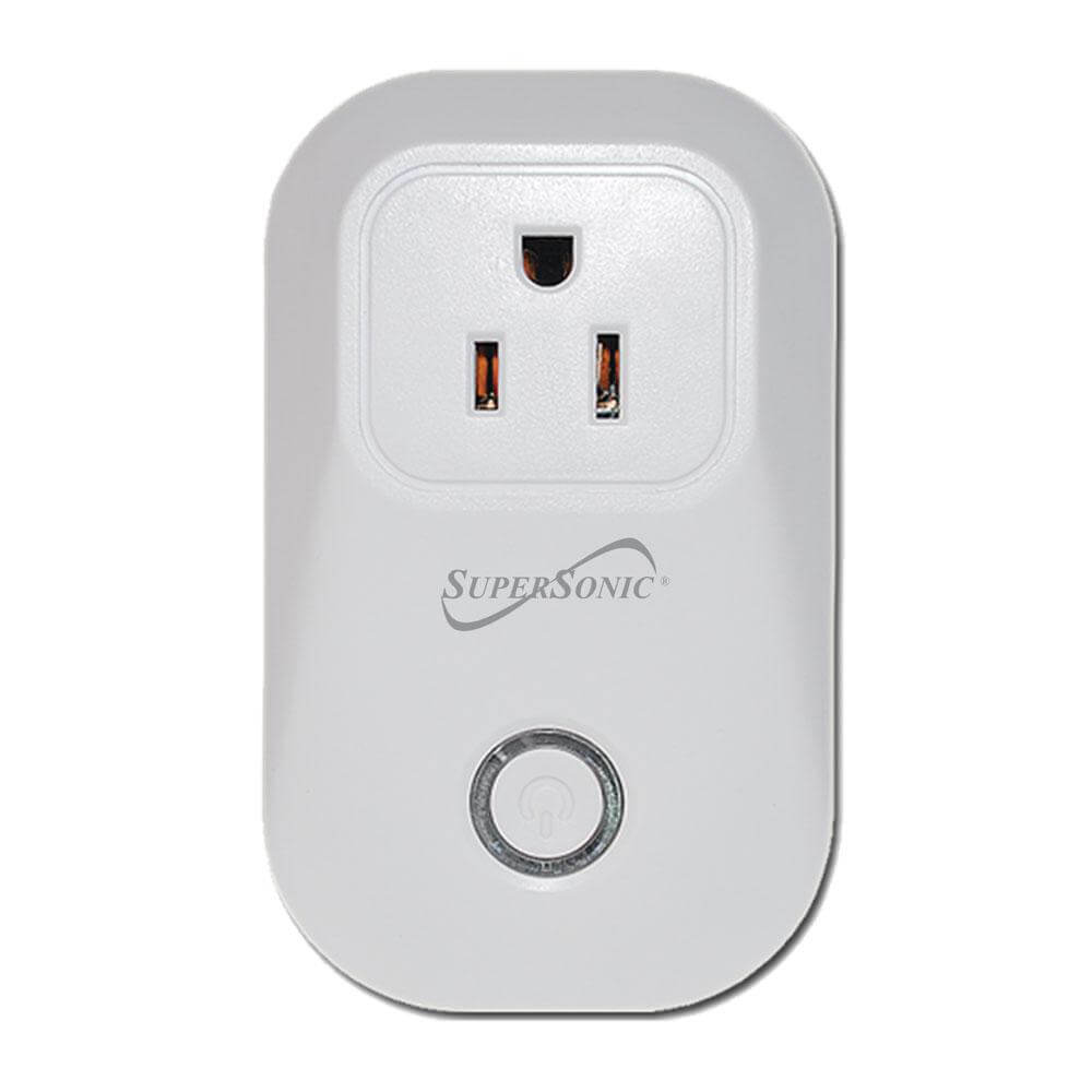 Supersonic 3-piece smart home starter kit with WiFi HD camera, smart plug, and LED bulb, for home automation and security.