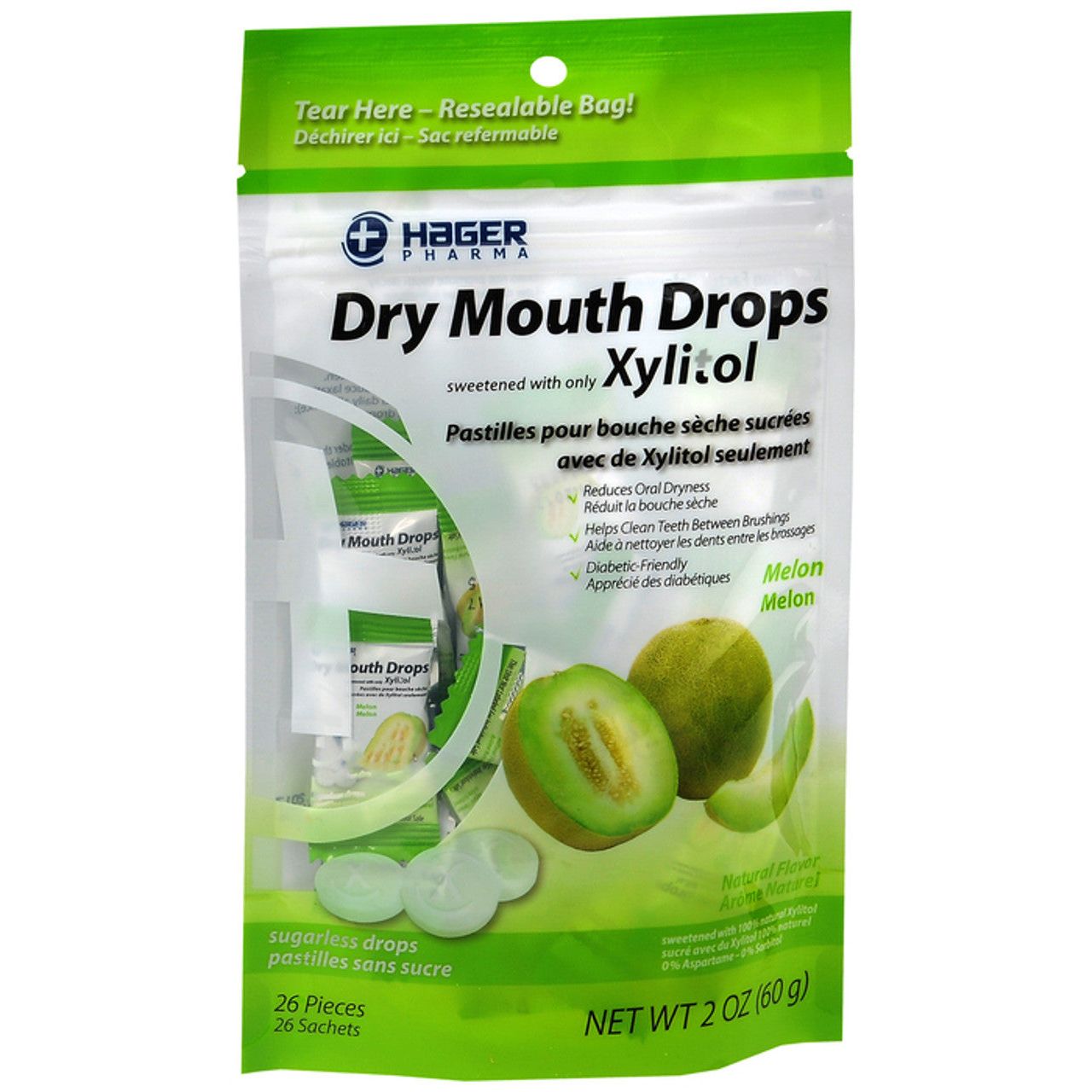 Hager Pharma Dry Mouth Drops, Melon 2 Oz