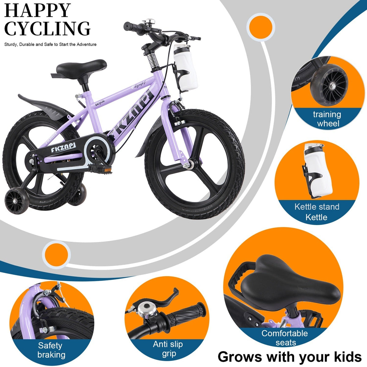 GBruno Store 16-18 inch kids bike with training wheels and adjustable seat for beginner riders, colorful frame and safety features.