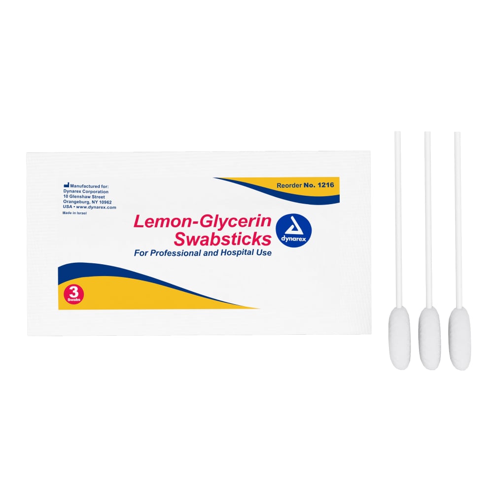 Dynarex Lemon Glycerin Swabstick, 25 x 3-Pack