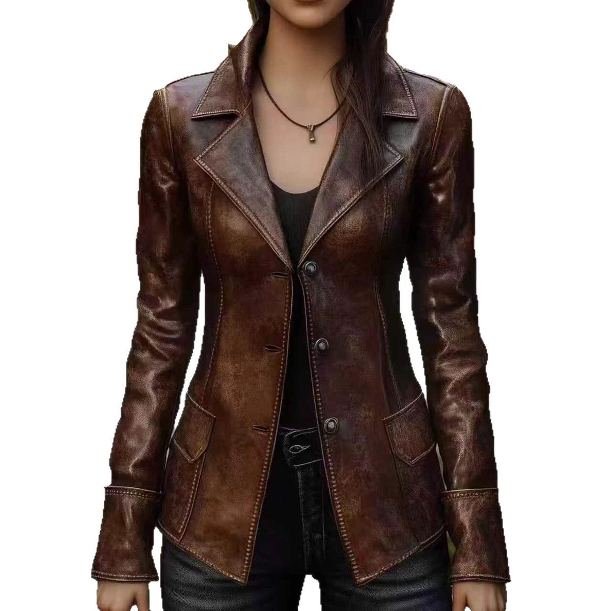 Chic retro cool biker leather jacket top in a classic design