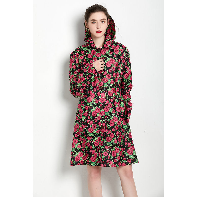 Rose mid-length trench coat for women by My Store, featuring a classic double-breasted design