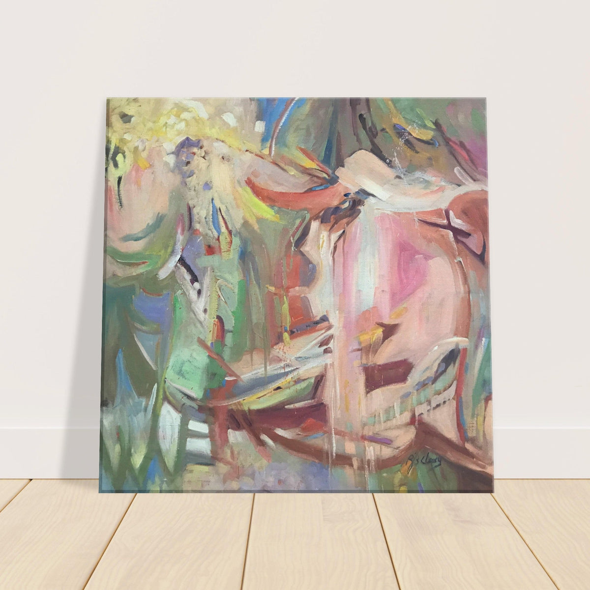 'All Seasons' Abstract I 16x16 inch Canvas Art Print I Original Artwork by American Artist Barbara Cleary I F227