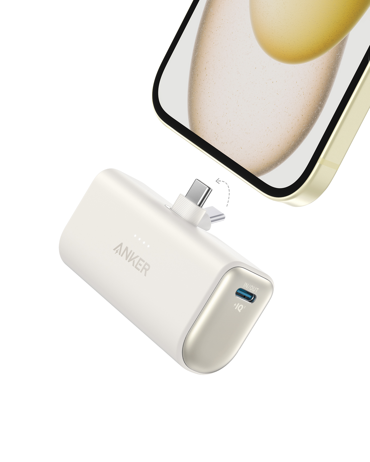 Anker Nano Power Bank with built-in USB-C connector, compact portable charger for quick charging devices.