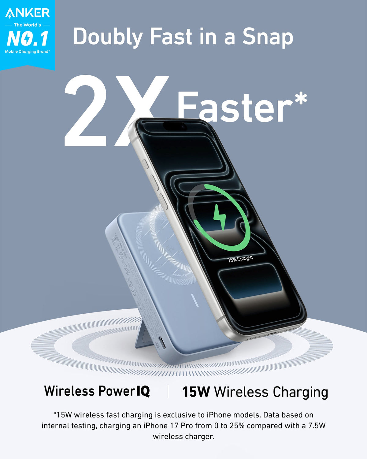 Anker MagGo Power Bank 10K showing a sleek black design with magnetic charging feature and USB-C port.