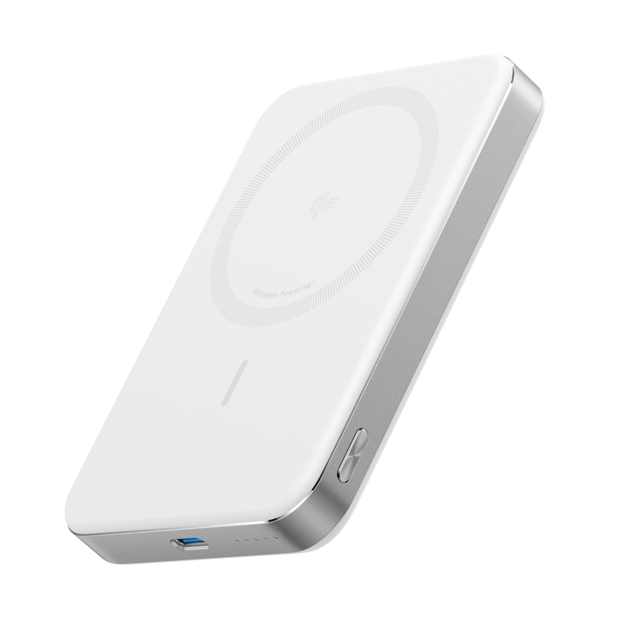 Anker MagGo 10K Slim Power Bank showing its compact design with MagSafe magnetic charging feature and USB-C port.