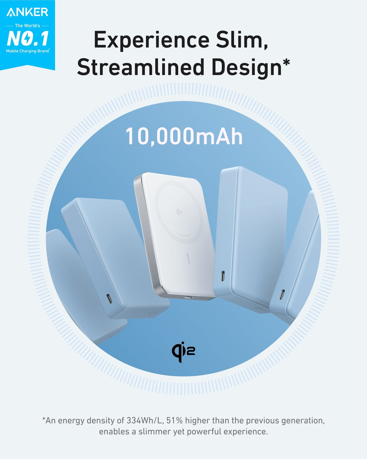 Anker MagGo 10K Slim Power Bank showing its sleek design and magnetic charging surface for smartphones.