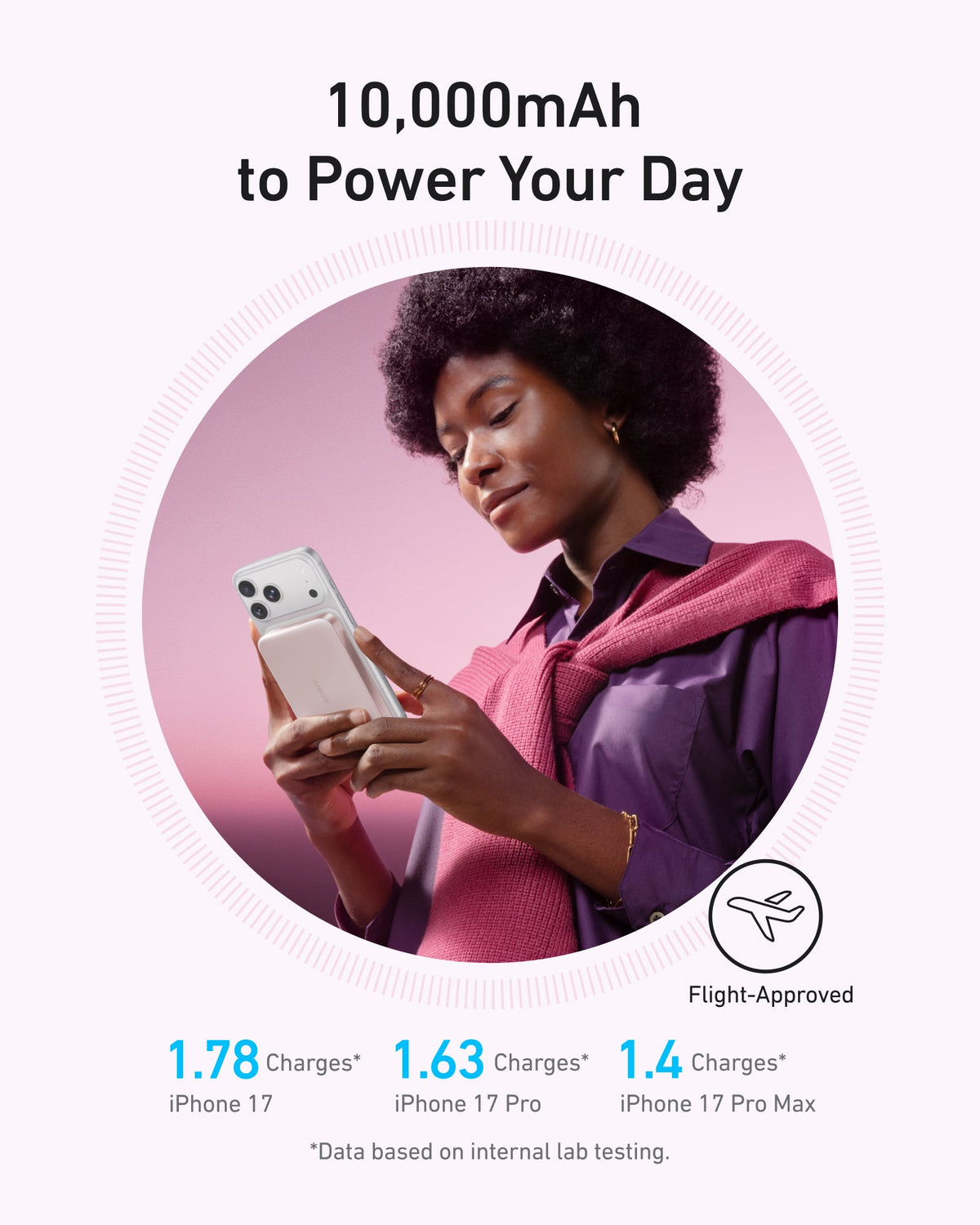Anker MagGo Power Bank 10K Slim in black, compact portable charger with MagSafe-compatible magnetic connector and USB-C port.
