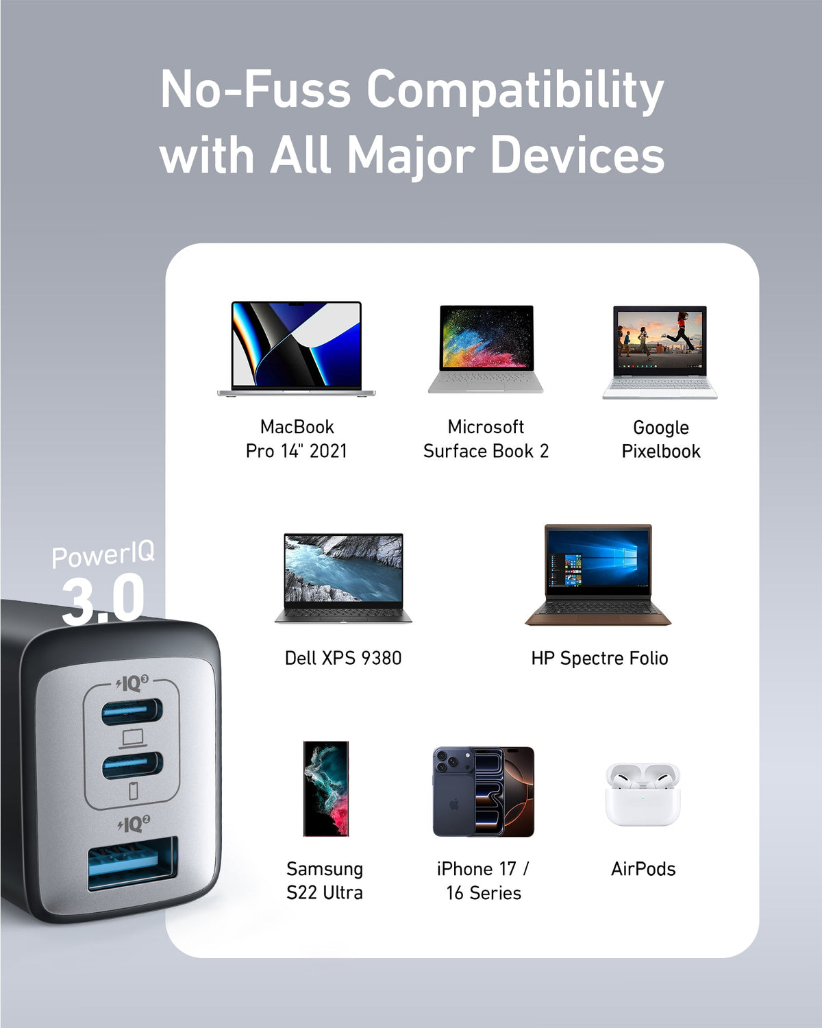 Anker 735 Nano II 65W compact charging adapter for quick and efficient device charging, shown in the image.