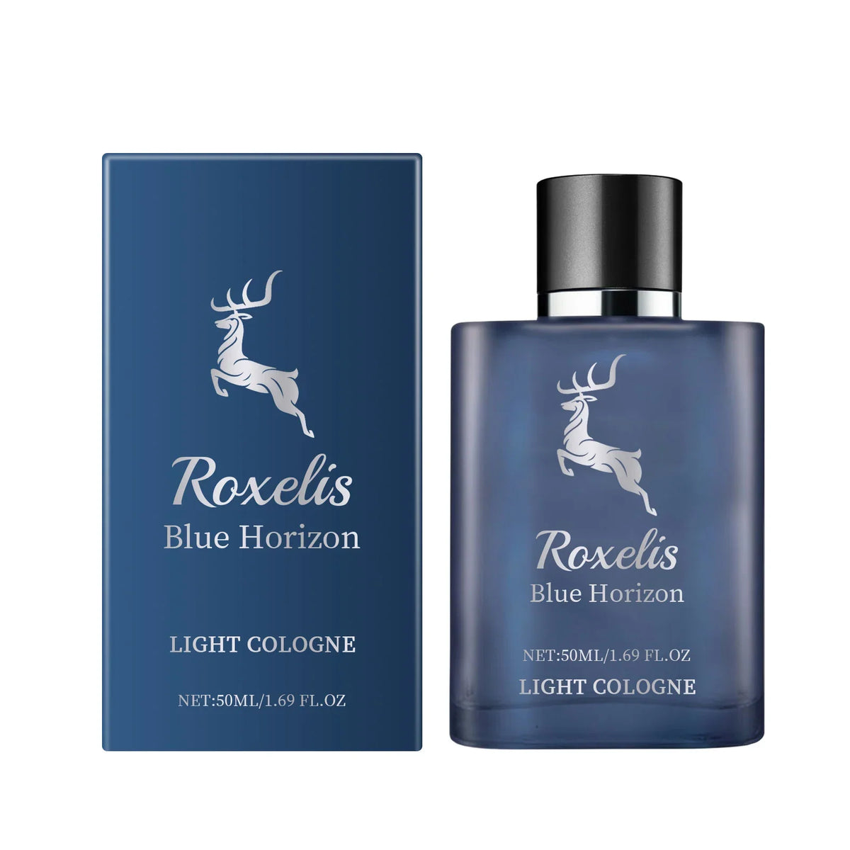 Blushimmer Roxelis 50ml charming perfume bottle, sleek design, designed for men with lasting scent and pheromone appeal for dating.