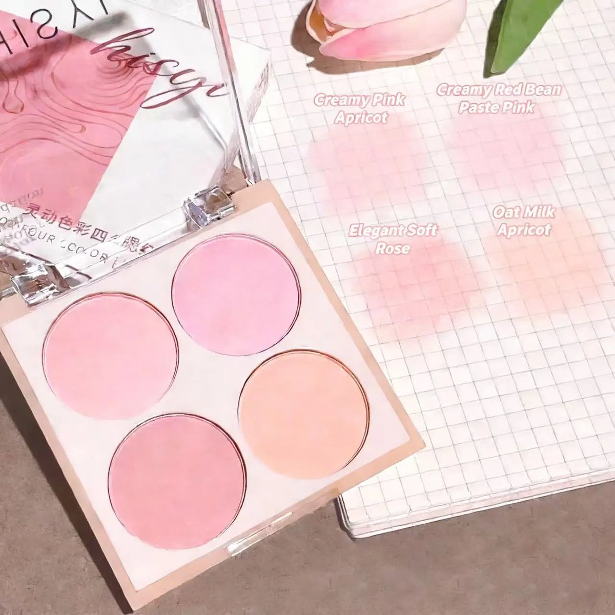 Blushimmer 3-piece matte blush powder set with four soft, low-saturation shades for natural, three-dimensional face makeup.