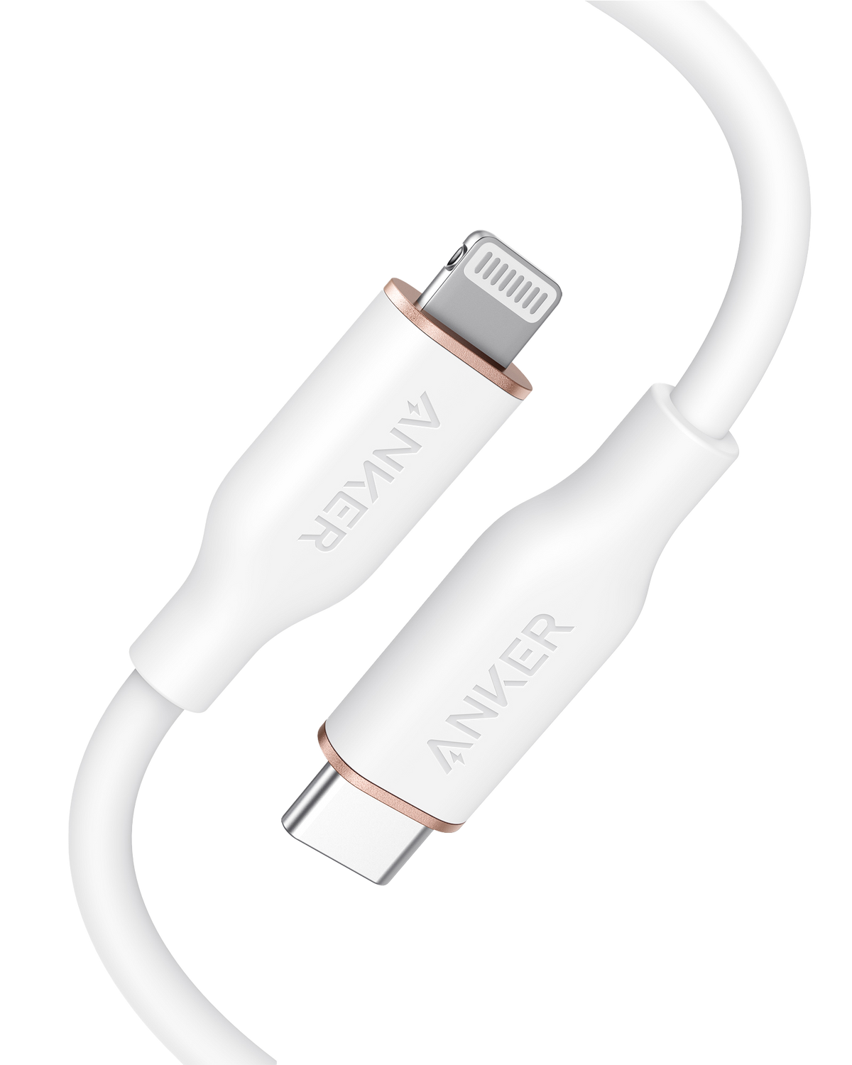 Anker 641 USB-C to Lightning silicone charging cable, black, with reinforced connectors for durable Apple device charging.