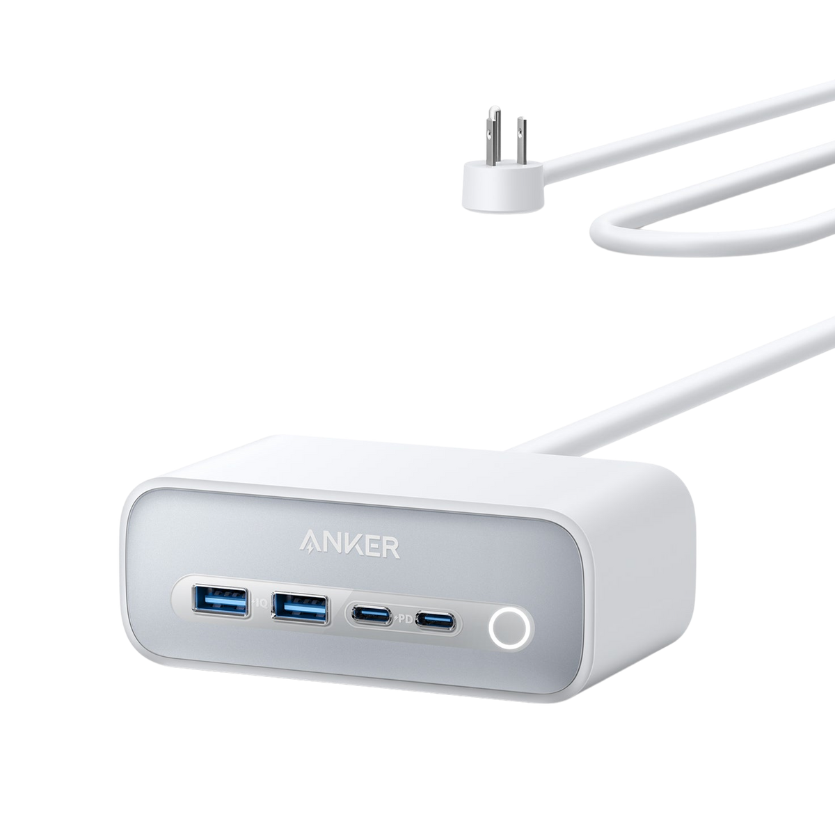 Anker 525 charging station with multiple USB ports and sleek design, perfect for charging multiple devices efficiently.