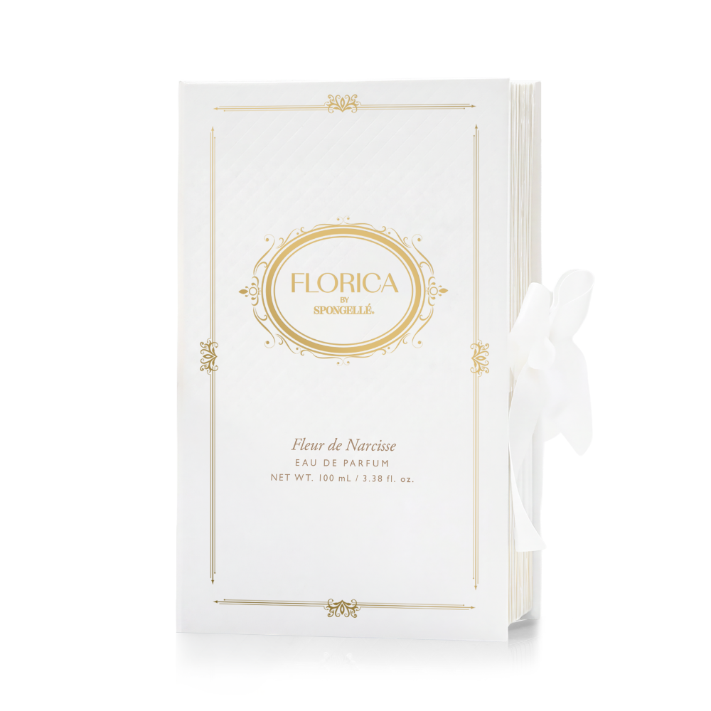 Spongellé Fleur de Narcisse Eau de Parfum body fragrance bottle with floral design and elegant packaging.