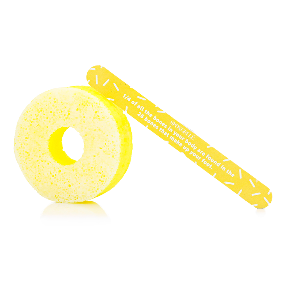 Juicy Orange Pedi Buffer and nail file by Spongellé, featuring a vibrant orange design for smooth, well-groomed nails.