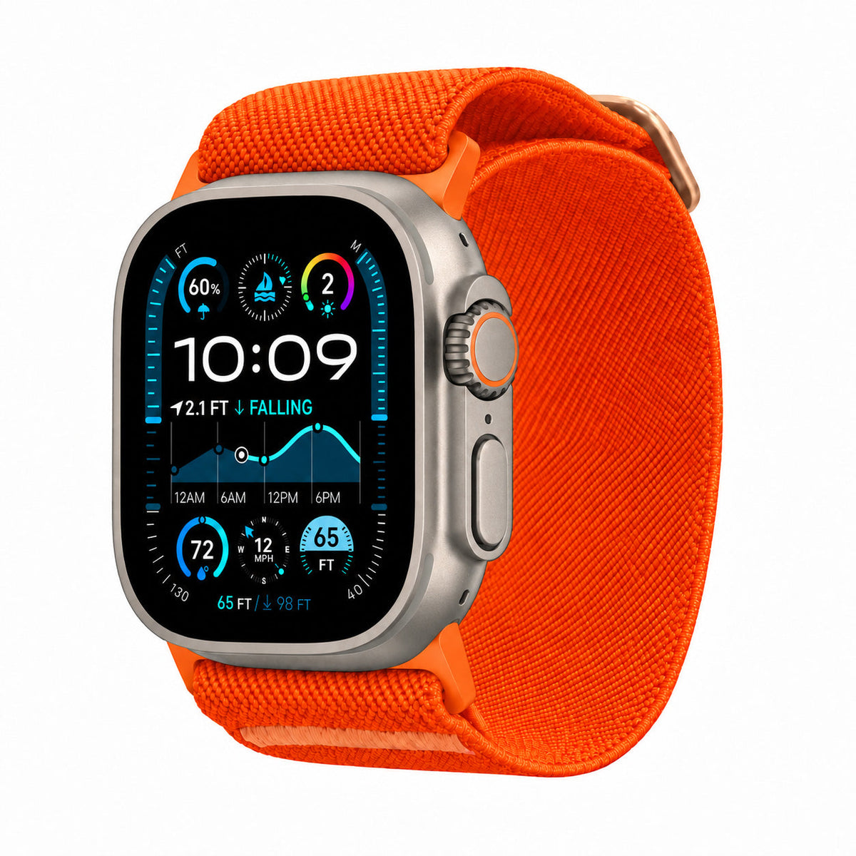 Robust orange active stretch band for resistance training and fitness exercises, made from durable titanium material