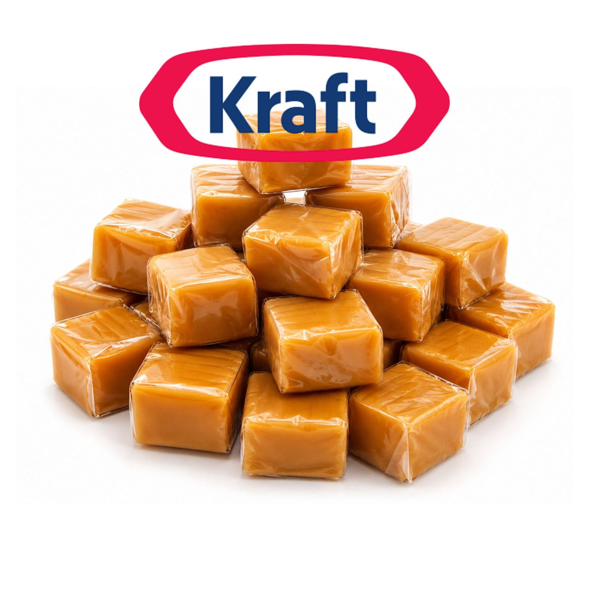 Soft, chewy Kraft caramel candies in a bulk bag, individually wrapped caramel and toffee treats from Candy In Bulk.