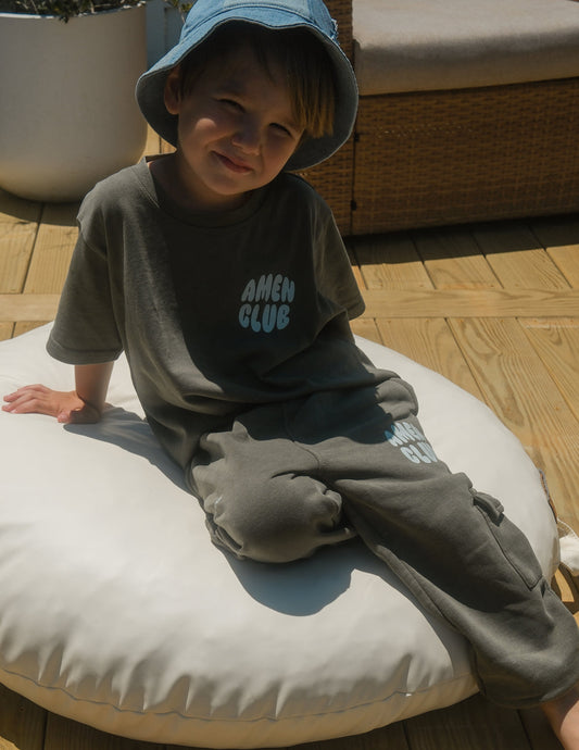 Kids cargo sweatpant from Amen Club by Elevated Faith featuring a comfortable, casual design with multiple pockets.