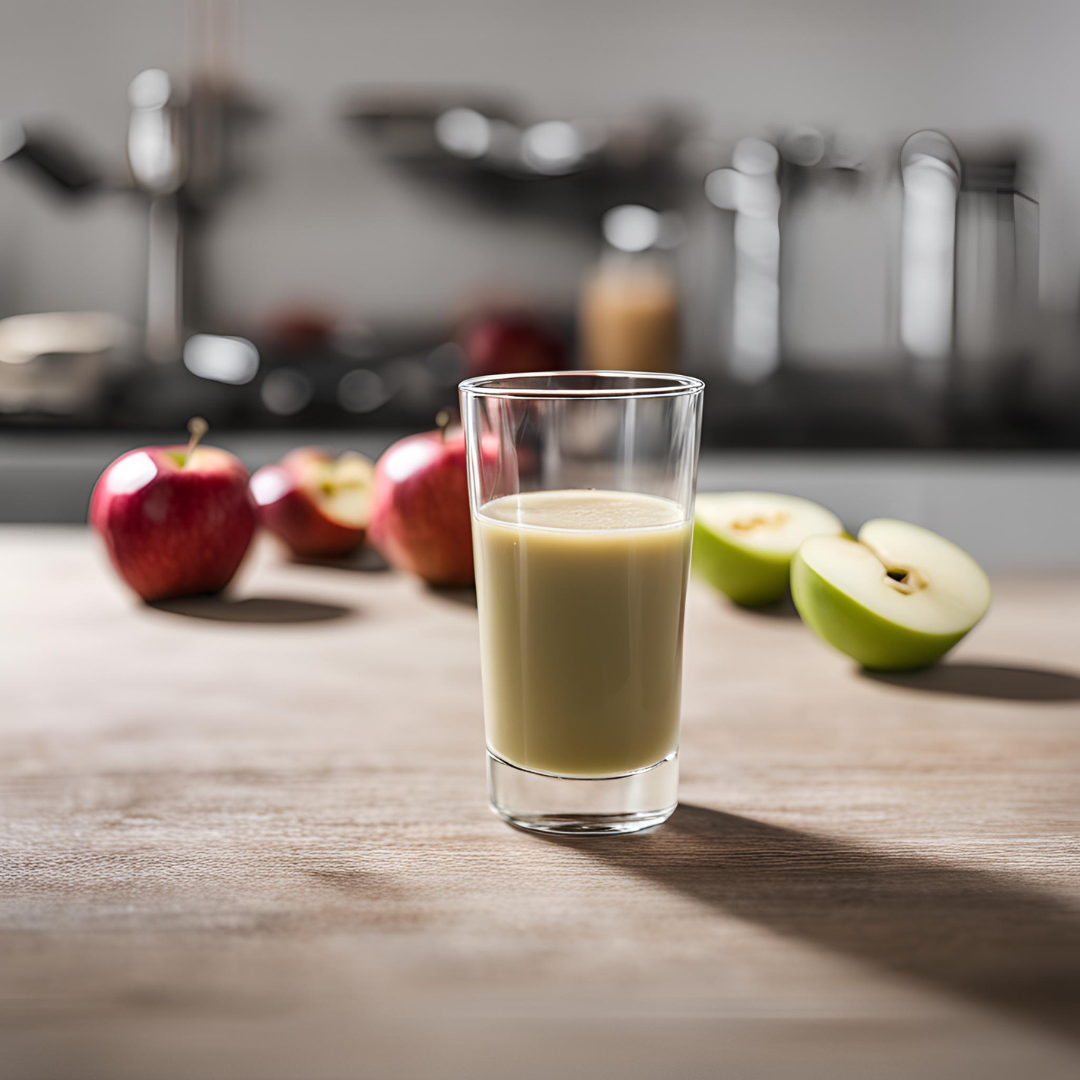 AmBari Nutrition Apple Protein Shot drink with 15g of protein in a small, clear bottle featuring a green apple label.