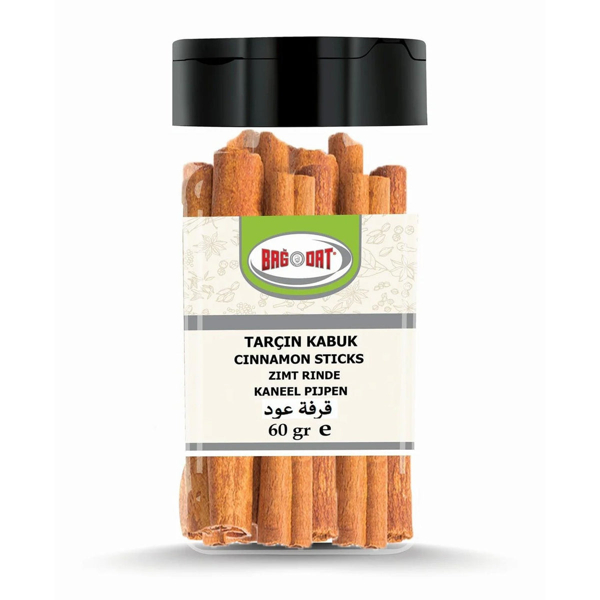 Bagdat cinnamon sticks from S101, 60g, shown in a clear image, highlighting their rich brown color and rolled form.
