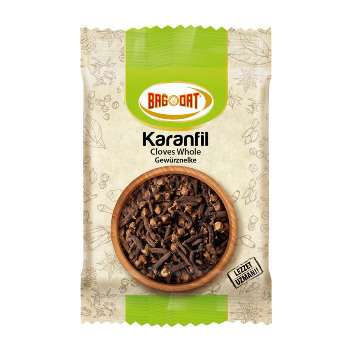 Whole Bagdat cloves in a 15g packet from S101, showcasing dark brown aromatic spice used in cooking and baking.