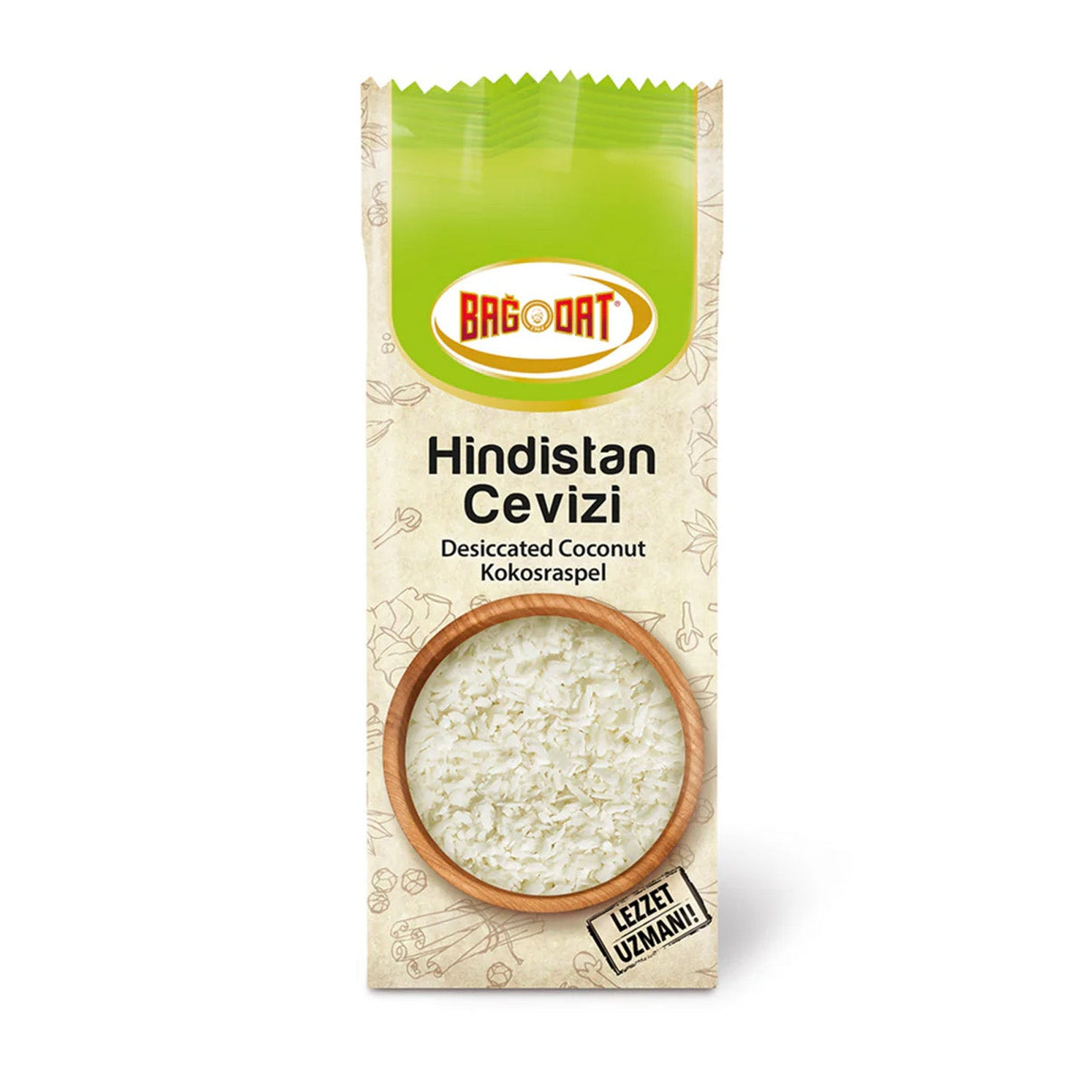 Bagdat coconut flakes in a 50g package, used as mixed spices and seasonings by S101, visible in the image.