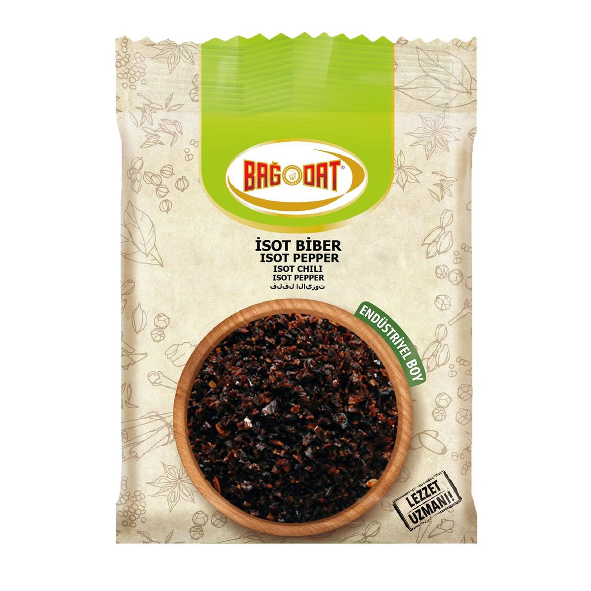 S101 Bagdat Isot Hot Pepper 1kg bag showing vibrant red mixed spices and seasonings for flavorful dishes.
