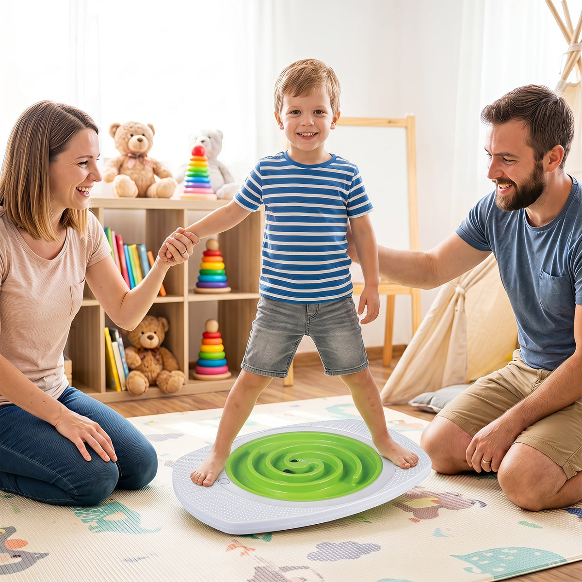 GBruno Store balance board maze for kids with three difficulty levels, featuring colorful maze design and sturdy wooden construction.
