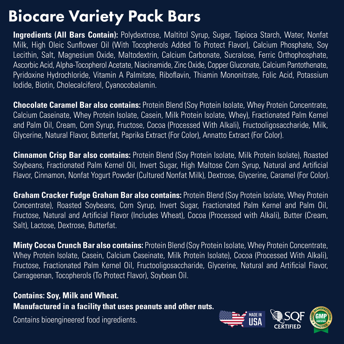 Assorted Biocare 15G protein bars variety pack with seven different flavors, featuring colorful packaging and individual bars.