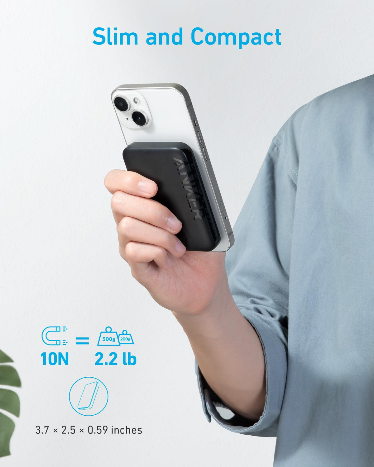 Black Anker 321 MagGo Battery PowerCore Magnetic 5K portable charger for quick charging of compatible devices