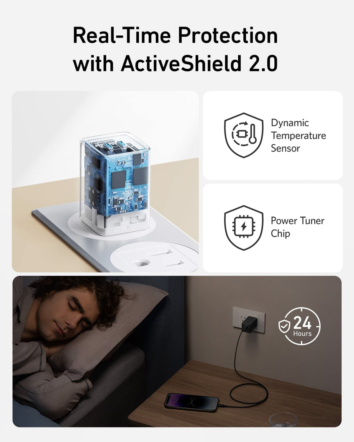 Anker 523 Nano 3 47W charger in black, compact USB-C power adapter with foldable prongs on a white background.