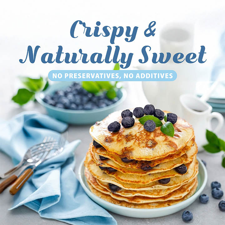 Freeze-dried Grade A blueberries from VFD.US, perfect as a healthy snack, showcasing vibrant, single-ingredient blue fruit.